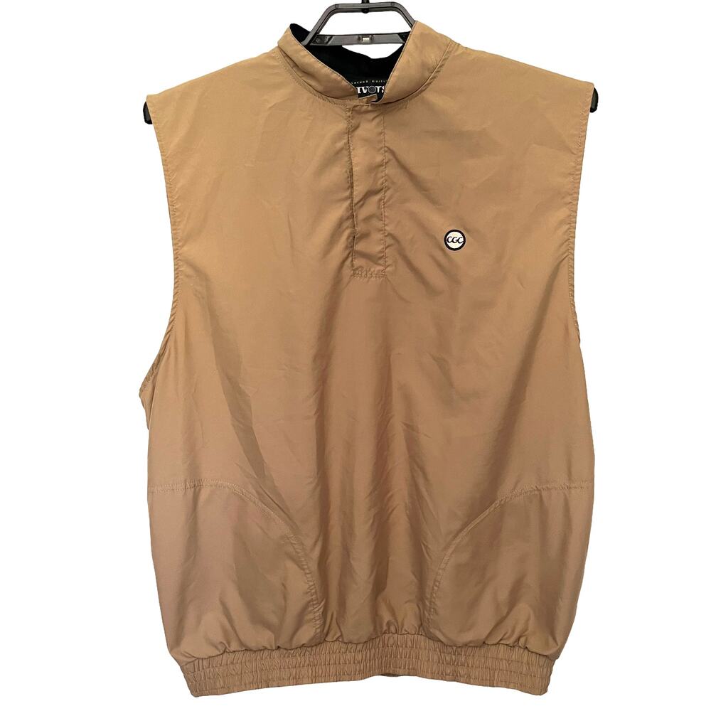 Divots Player's Edition Golf Mens Vest Sz L Tan Pullover Water Resistant Buttons